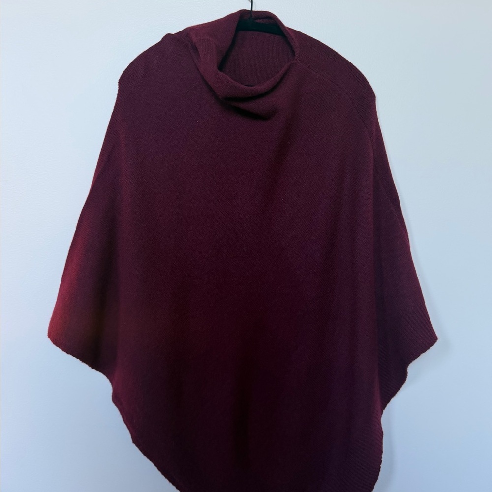 Women's Burgundy Poncho Sweater